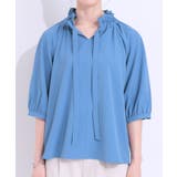 【洗える/ひんやり/S-LL】フェミニンもクールも フリルリボン5分袖ブラウス | SHOO・LA・RUE | 詳細画像19