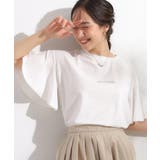 オフホワイト(503) | 【S-LL/ひんやり/二の腕カバー】華やかさをプラスする お袖フリルTシャツ | SHOO・LA・RUE