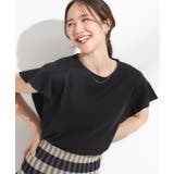 ブラック(019) | 【汗ジミ防止/ひんやり/UV】フリルスリーブTシャツ | SHOO・LA・RUE