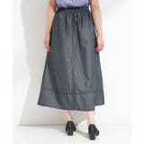 【S-LL】配色ステッチがアクセント デニムフレアスカート | SHOO・LA・RUE | 詳細画像2 