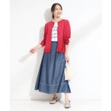 【S-LL】配色ステッチがアクセント デニムフレアスカート | SHOO・LA・RUE | 詳細画像7 