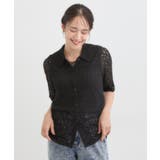 【S-LL/5分袖】大人の抜け感 襟付きレーストップス | SHOO・LA・RUE | 詳細画像1