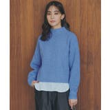 ブルー(092) | 【雑誌掲載】洗えるミルドライクウール混畔ボトルネックニット | grove