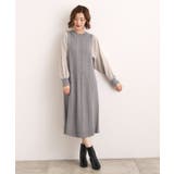 【石川梨華さん着用】一枚で華やぐ、袖布帛ケーブルニットワンピース | grove | 詳細画像3