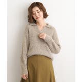 グレージュ(051) | ラメフェザーヤーン オープンカラーニット | grove