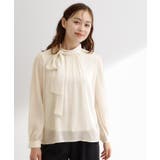 オフホワイト(003) | シアーストライプボウタイブラウス | grove