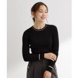 ブラック(019) | 【毛玉軽減】配色ラインランダムリブニット | grove