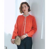 オレンジ(067) | 【毛玉軽減/洗える】編地切替カーディガン | grove