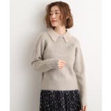 ベージュ(052) | 異素材ビッグカラーニット | grove