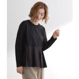 ブラック(019) | 裾切替タックペプラムTシャツ | grove