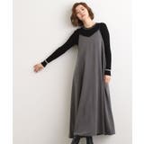 チャコールグレー(014) | 【体型カバー/レイヤード】へリンボンキャミワンピース | grove