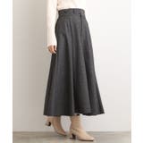 チャコールグレー(014) | へリンボンツイードフレアマキシスカート | grove