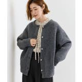 チャコール(014) | ふっくらやわらかく、毛混オーバーニットカーディガン | grove