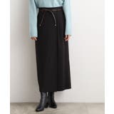 ブラック(019) | 合皮ベルト付きナロースカート | grove