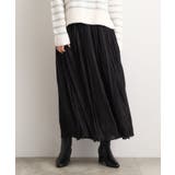 ブラック(019) | 花柄アソートプリーツスカート | grove