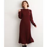 ボルドー(564) | 【選べる着丈】配色サイドプリーツニットワンピース | grove