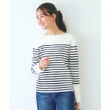 オフ×ネイビー(304) | 総針袖口金ボタンニットロンT | grove
