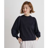 ネイビー(094) | サテンコンビボリュームスリーブニット | grove