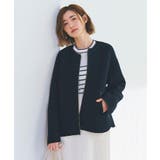 ネイビー(094) | ダンボールジャージパイピングブルゾン | grove