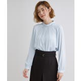 サックスブルー(090) | 【マシンウォッシュ/防シワ】プリーツネックブラウス | grove