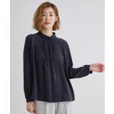 ネイビー(094) | 【マシンウォッシュ/防シワ】プリーツネックブラウス | grove
