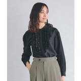 ブラック(019) | スパンビンテージフリルブラウス | grove