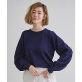 ネイビー(094) | 袖コード刺繍ニットプルオーバー | grove