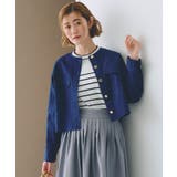 ネイビー(094) | ライトデニムノーカラージャケット | grove