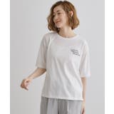 オフホワイト(003) | 五分袖ロゴプリントTシャツ | grove