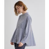 ネイビーストライプ(394) | ペプラムスタンドネックシャツ | grove