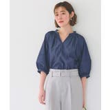 ネイビー(094) | 【夏に嬉しい機能付き】ランタンスリーブシャツブラウス | grove