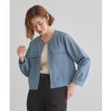 麻調ノーカラーシアーブルゾン | grove | 詳細画像10 