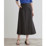 ブラック(019) | 【大人のニュアンス】リネン混サイドタックスカート | grove