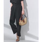ブラック(019) | 【洗える・シワになりにくい】麻調センタープレスワイドパンツ | grove