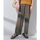 モカブラウン(042) | 【洗える・シワになりにくい】麻調センタープレスワイドパンツ | grove