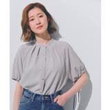 ライトグレー(011) | 【洗える・シワになりにくい】麻調スリーブドロストブラウス | grove