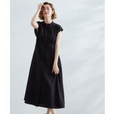 ブラック(019) | ウエスト高見えでスタイルアップ 上品スタンドカラーシャツワンピース | grove