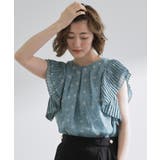 ブルー(092) | プリーツが彩る 華やか花柄ブラウス | grove