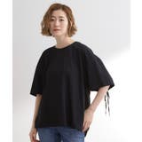 ブラック(019) | 後ろ姿で魅せる バックドロストシャーリングTシャツ | grove