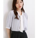 【洗濯機OK/シワになりにくい】1枚で華やぐ配色ボウタイブラウス | grove | 詳細画像5