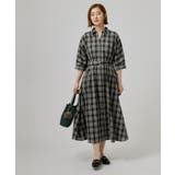 チェック柄ベルト付シャツワンピース | grove | 詳細画像10 