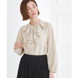 トープ(054) | 【手洗いOK】フロントラッフルフリルブラウス | grove