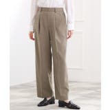 カーキ(027) | スタイリングが上品に決まる、ウールライクワイドパンツ | grove