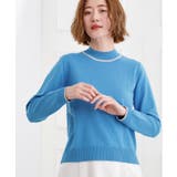 ブルー(092) | バイカラーハイネックニット | grove