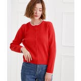 レッド(062) | ミニケーブルクルーネックカーディガン | grove