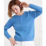 ブルー(092) | ミニケーブルクルーネックカーディガン | grove