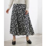 ネイビーフラワー(194) | フラワープリント楊柳マーメイドスカート | grove