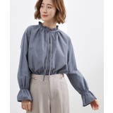 ネイビー(094) | フリルカラーリボンブラウス | grove