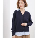 ネイビー(094) | シャツドッキング ニットカーディガン | grove
