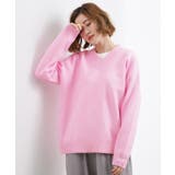 ピンク(071) | ラフさときれいめを両立する、大人のスウェットライクVネックニット | grove